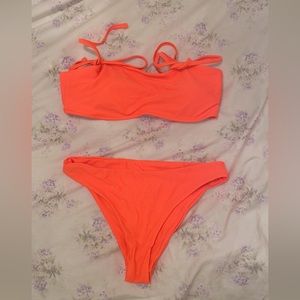 Bandeau neon orange shein bikini